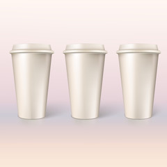 Disposable cups for coffee, closeup.