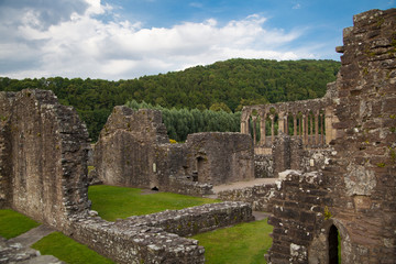 Tintern abbey cathedral ruins. Abbey was established at 1131. 