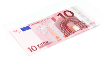 10 Euro banknote isolated on white background