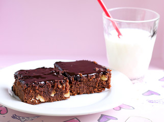 Chocolate and nut slices