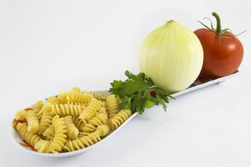 onion, tomato, parsley and pasta