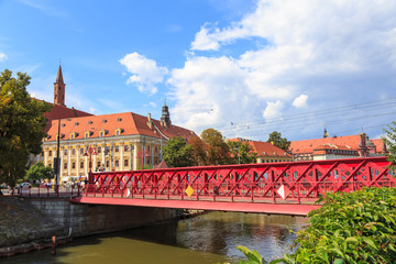 Sand Bridge in Wroclaw,view towards University&Ossolineum