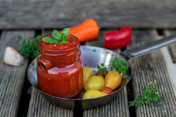 Homemade tomato sauce with vegetables