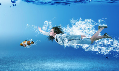 Woman underwater