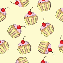 seamless vector pattern with cakes