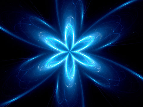 Blue glowing space flower fractal - Powered by Adobe