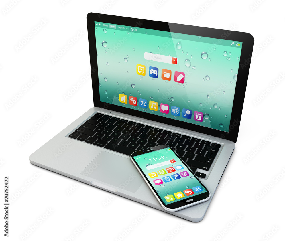 Canvas Prints laptop computer and smartphone