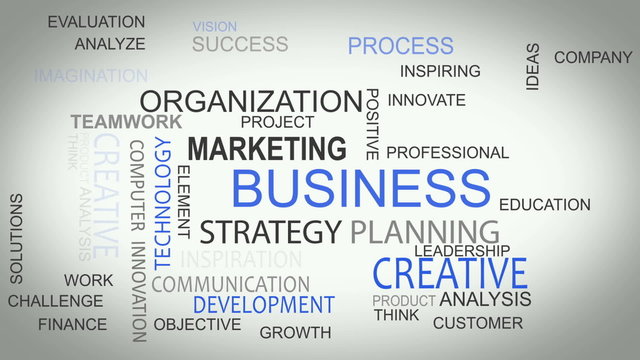 Business strategy online develop solutions word tag cloud