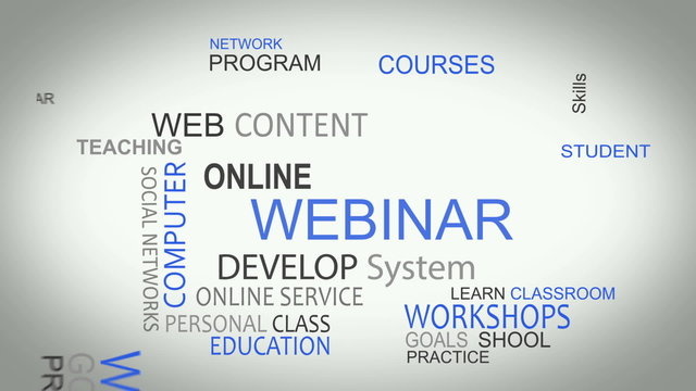 Webinar online develop solutions word tag cloud animation