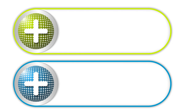 two vector buttons with grid and plus symbol