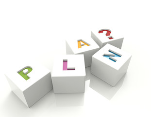 Plan 3d word-white cubes