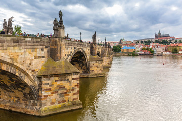Historic Charles Bridge in Prague, Czech Republic