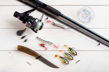 Fishing accessories on the table