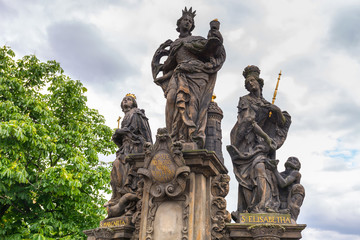 Statues on Charles Bridge in Prague, Czech Republic - obrazy, fototapety, plakaty