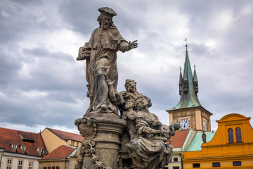 Fototapeta na wymiar Statues on Charles Bridge in Prague, Czech Republic