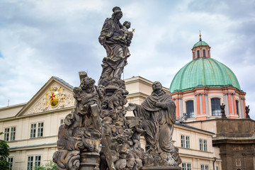 Statues on Charles Bridge in Prague, Czech Republic