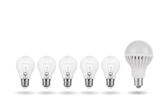 Five tungsten bulbs and LED bulb