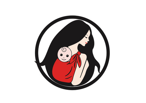 Mother and a baby in the scarf carryer