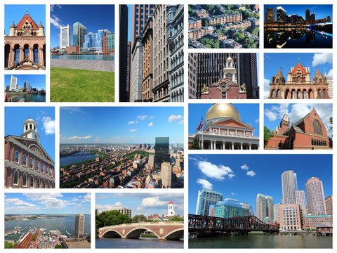 Boston collage - travel photo collage set
