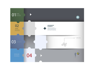 Infographics web design.Puzzle template.Puzzle banner set