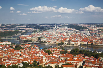 Naklejka na ściany i meble Panorama Of Prague. Top view