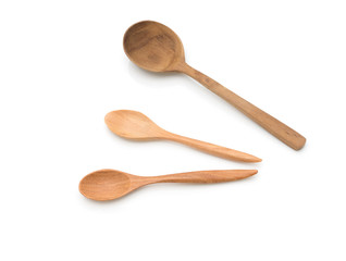 Wooden spoon set on white