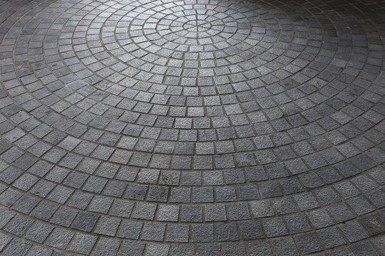 Stone Block Floor Of Pavement On City Street