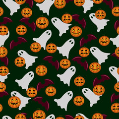 seamless pattern ghost and pumpkin Halloween