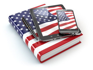 American english learning. Mobile devices, smartphone, tablet pc