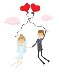 Свадебное фото, жених и невеста в любви, вектор