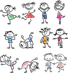 Симпатичные счастливым мультфильм каракули детей