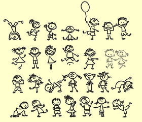 Симпатичные счастливым мультфильм каракули детей