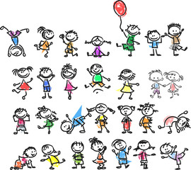 Симпатичные счастливым мультфильм каракули детей