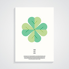 Retro poster template with four leaf clover