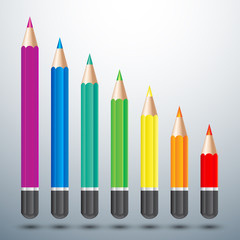 colorful pencil set vector illustration