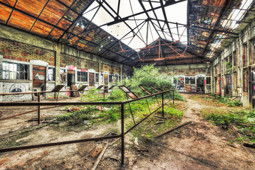 Dilapidated waherouse in an abandoned coal mine