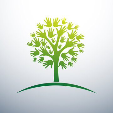 hand forming a tree eco concept  vector illustration