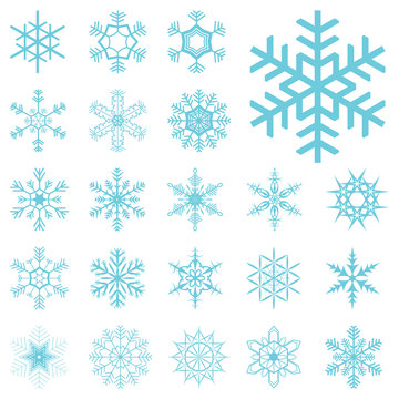 collection of different blue snowflakes