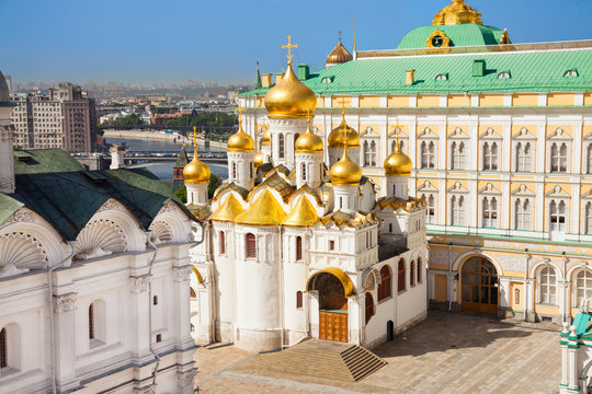 The top view of Annunciation Cathedral in Kremlin