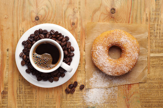 Coffee and sweet donut