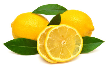 Lemon with leaves