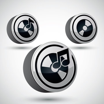 Audio cd icon isolated, 3d vector music theme design element.