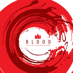 Grunge style round shaped vector red blood abstract background,