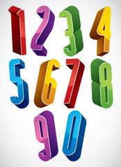 3d extra tall numbers set made with round shapes.