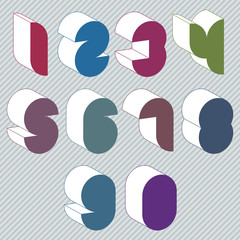 3d futuristic numbers set.