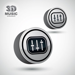 Studio sound equipment icon, mixing console 3d vector music them