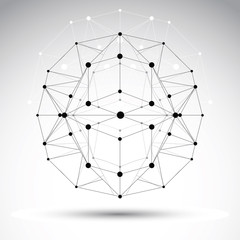 Abstract geometric 3D wireframe object, vector illustration, cle