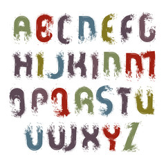 Vector acrylic alphabet capital letters set, hand-drawn colorful