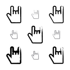 Set of brush drawing simple vector rock on icons, hand-painted r