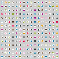 240  shopping icons set, includes money icons, clothes icons, pa